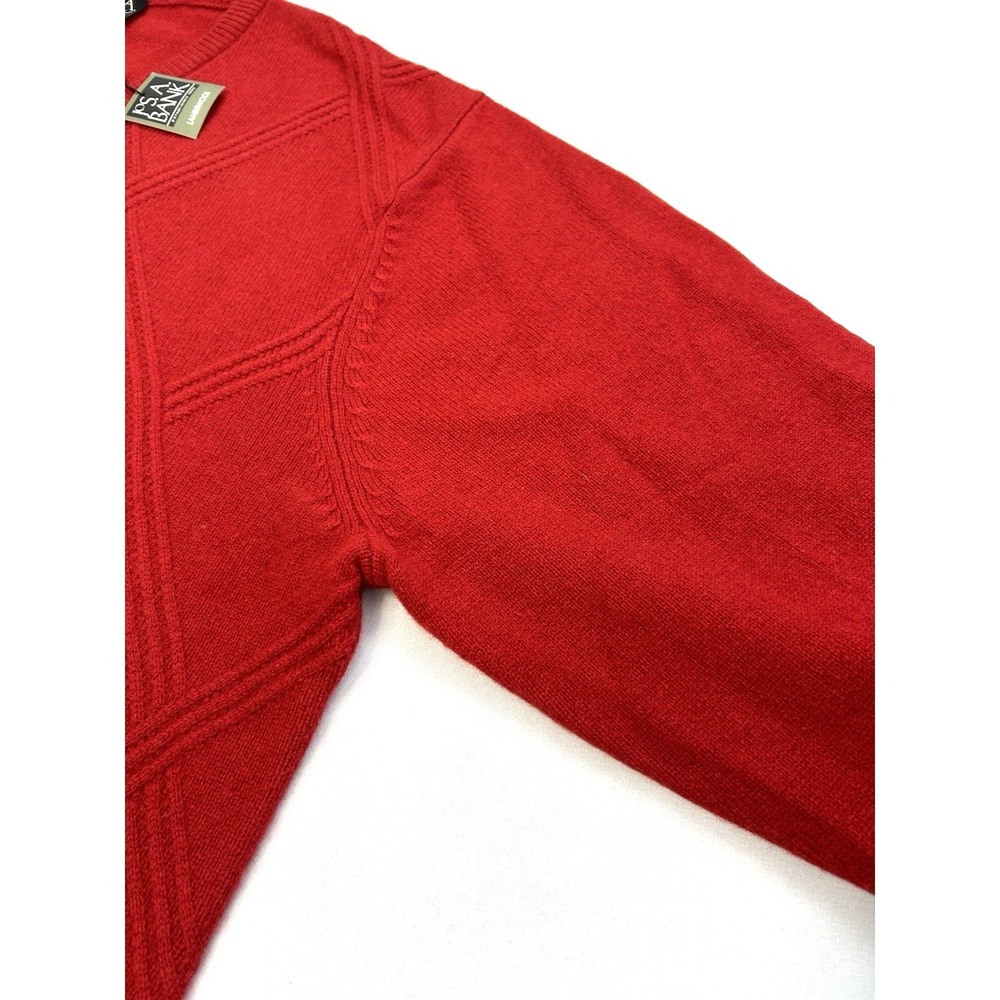 Jos. A. Bank Mens XXL Red Lambswool Blend V-Neck Cable Knit Sweater NWT - Picture 8 of 8